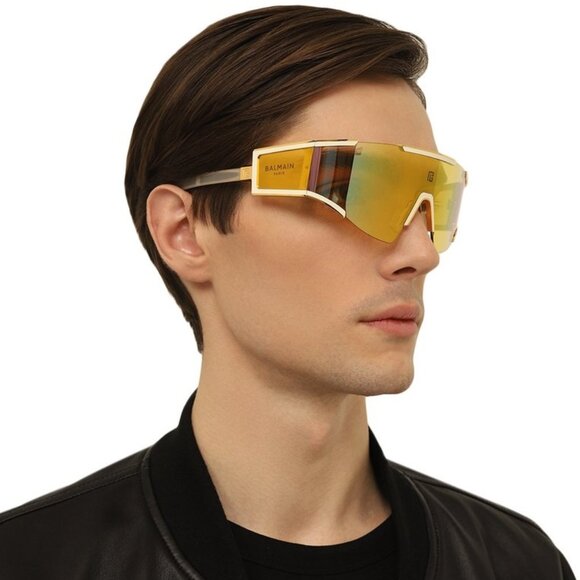 Balmain Women Sunglasses Gold Bronze Mirror Mask FLECHE BPS-138B-141 BRAND NEW - Picture 15 of 15